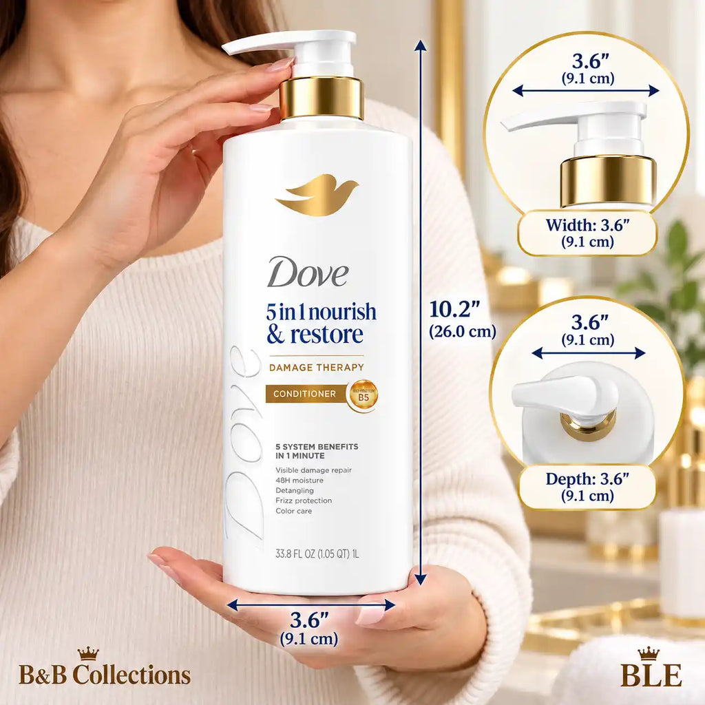 Dove 5-in-1 Nourish & Restore Damage Therapy Conditioner, 33.8 fl oz (1 L), with Bio-Protein Care, Visible Damage Repair & 48-Hour Moisture