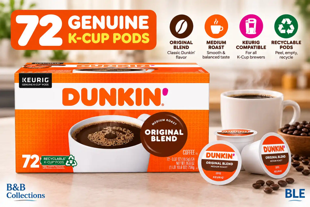 Dunkin' Original Blend Medium Roast Coffee, Genuine Keurig K-Cup Pods, Smooth & Rich Flavor, 72 Count