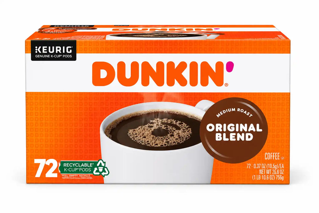 Dunkin' Original Blend Medium Roast Coffee, Genuine Keurig K-Cup Pods, Smooth & Rich Flavor, 72 Count