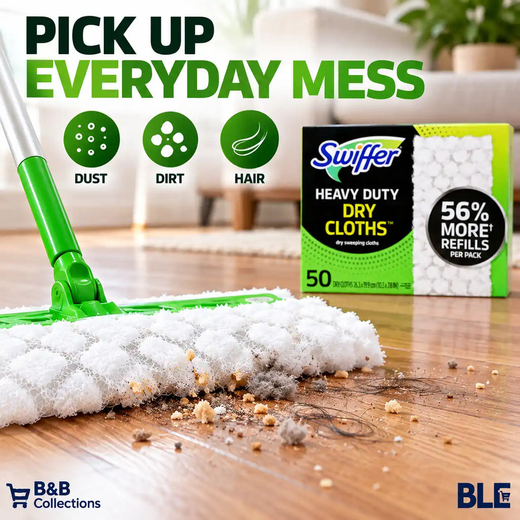 Swiffer Heavy Duty Dry Sweeping Cloth Refills, 50 Count, Textured Disposable Floor Cleaning Pads for Dust, Dirt & Hair