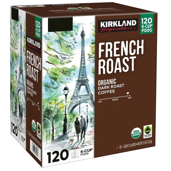 Kirkland Signature Organic K-Cup Coffee Pods, 120 Count, Keurig Compatible, Choose Your Roast