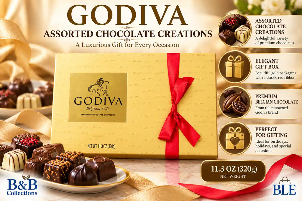 Godiva Assorted Chocolate Creations Gift Box, Premium Belgian Chocolate Assortment, Elegant Gold Gift Box with Red Ribbon, 11.3 oz (320 g)