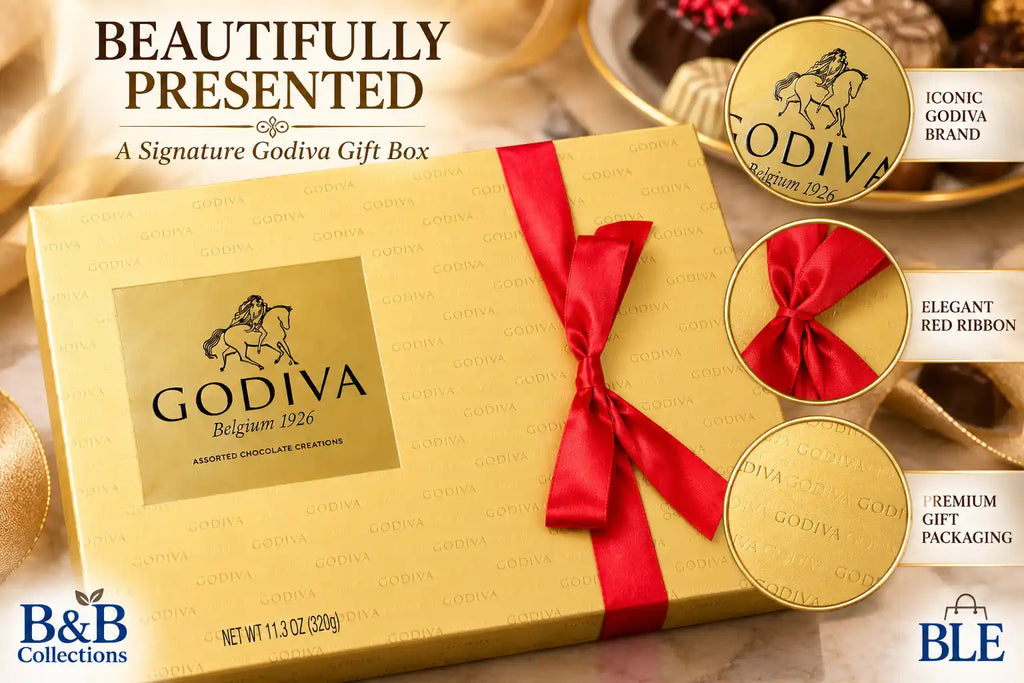 Godiva Assorted Chocolate Creations Gift Box, Premium Belgian Chocolate Assortment, Elegant Gold Gift Box with Red Ribbon, 11.3 oz (320 g)