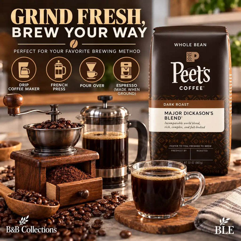 Peet's Coffee Major Dickason's Blend Dark Roast Whole Bean Coffee, 32 oz (2 lb), Rich & Full-Bodied