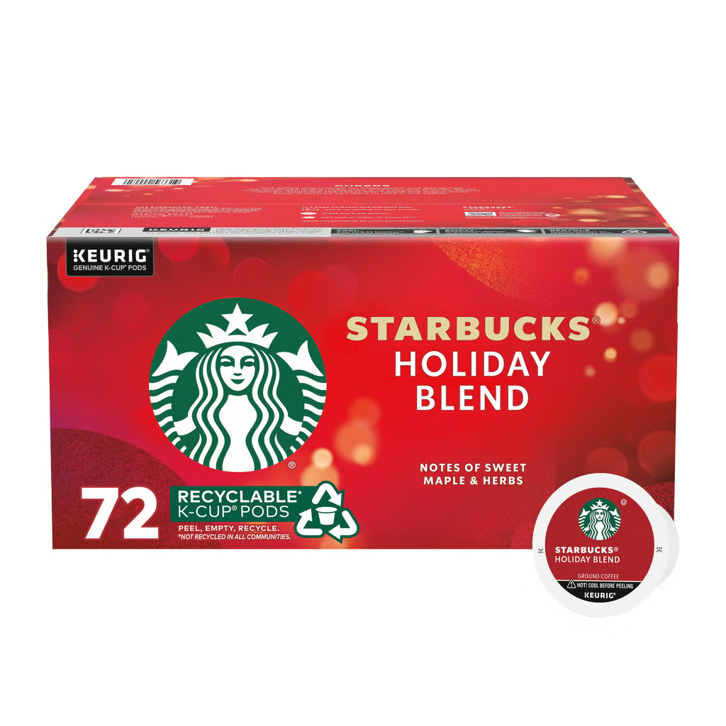 Starbucks Coffee Keurig K-Cup Pods Variety Pack, 72 Count, Medium Roast, Dark Roast & Seasonal Blend, 100% Arabica Coffee, Compatible with Keurig Brewers
