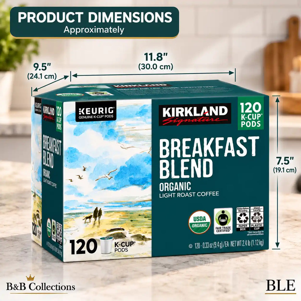 Kirkland Signature Organic Breakfast Blend Light Roast Coffee, 120 Keurig K-Cup Pods, 100% Arabica, Fair Trade Certified