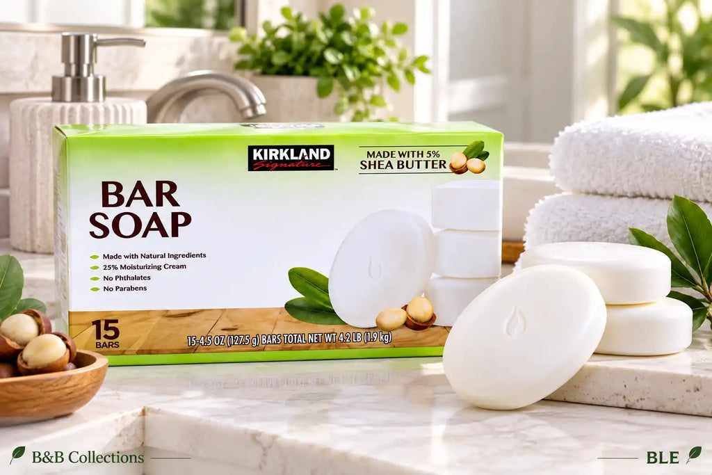Kirkland Signature Bar Soap with 5% Shea Butter, 15 Bars, 4.5 oz Each, Moisturizing Soap with Natural Ingredients, 25% Moisturizing Cream