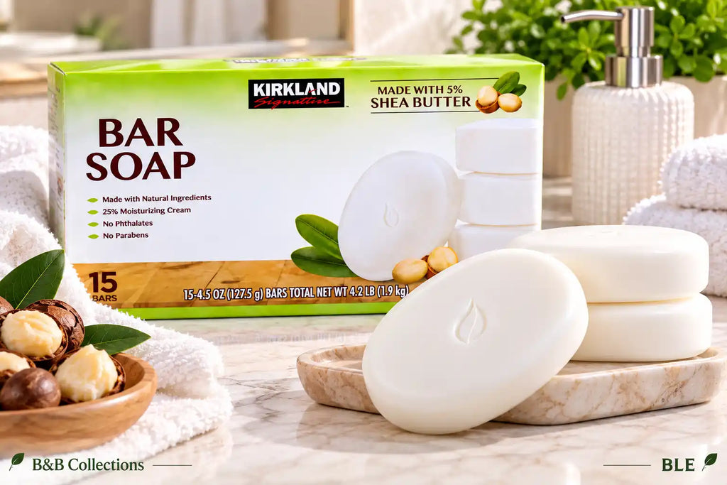 Kirkland Signature Bar Soap with 5% Shea Butter, 15 Bars, 4.5 oz Each, Moisturizing Soap with Natural Ingredients, 25% Moisturizing Cream