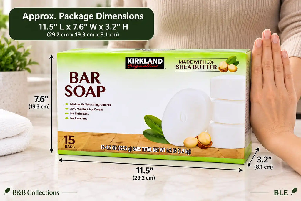 Kirkland Signature Bar Soap with 5% Shea Butter, 15 Bars, 4.5 oz Each, Moisturizing Soap with Natural Ingredients, 25% Moisturizing Cream