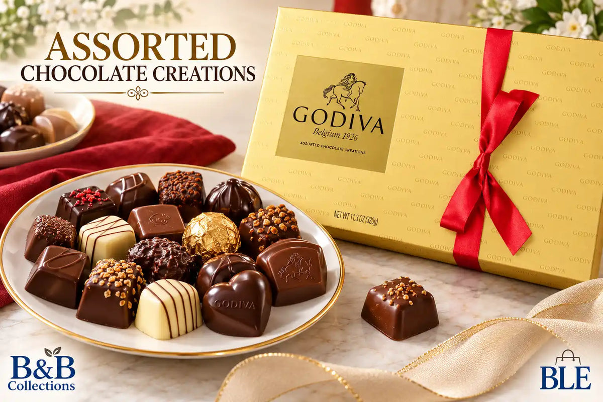 Godiva Assorted Chocolate Creations Gift Box, Premium Belgian Chocolate Assortment, Elegant Gold Gift Box with Red Ribbon, 11.3 oz (320 g)
