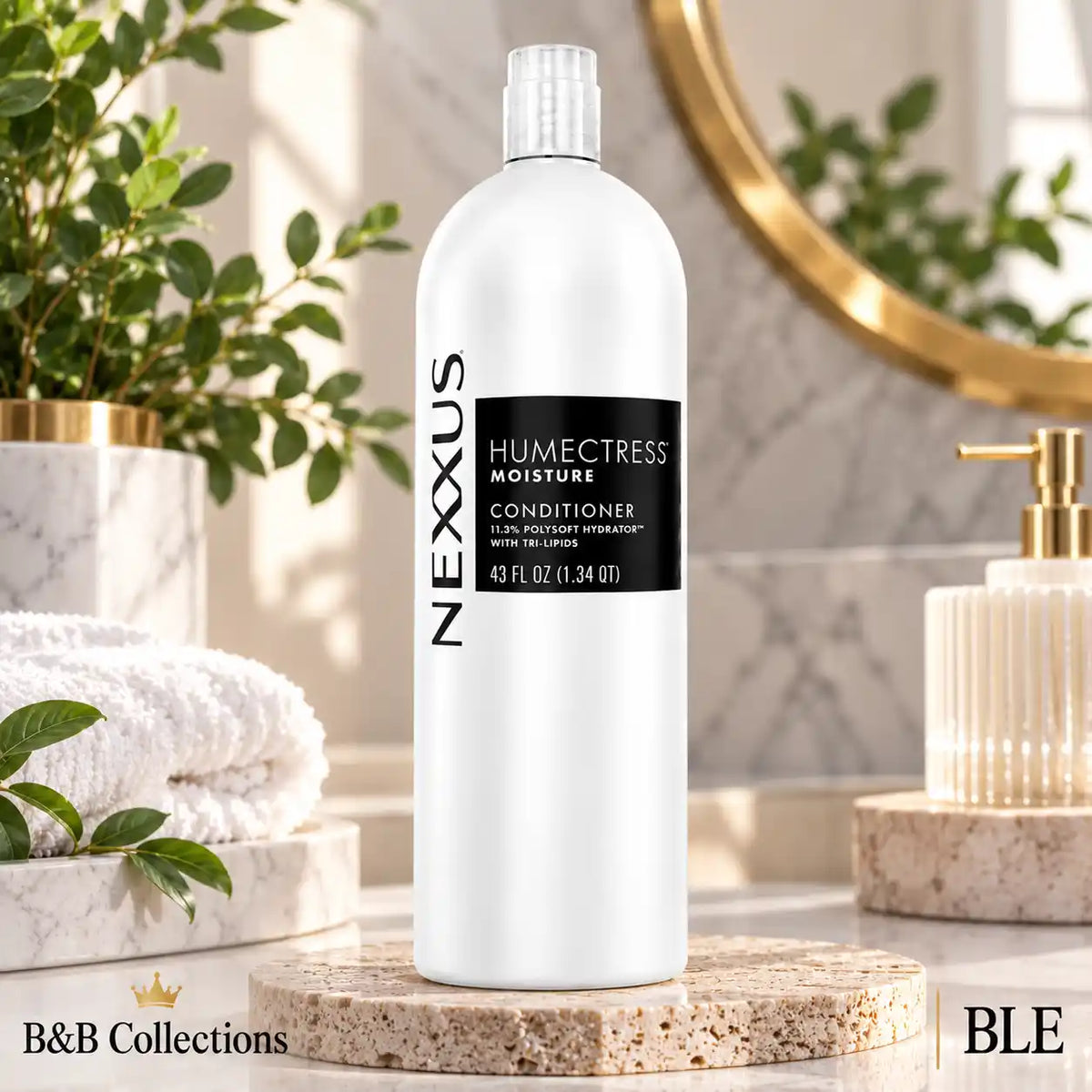 Nexxus Humectress Moisture Conditioner, 43 fl oz (1.34 QT), with 11.3% Polysoft Hydrator and Tri-Lipids, Moisturizing Hair Conditioner