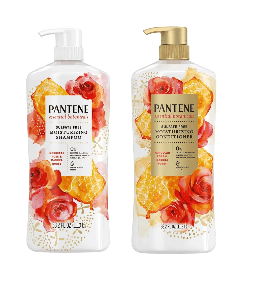 Pantene Shampoo & Conditioner Set, 38.2 fl oz Pump Bottles (2-Pack) – Choose Your Formula