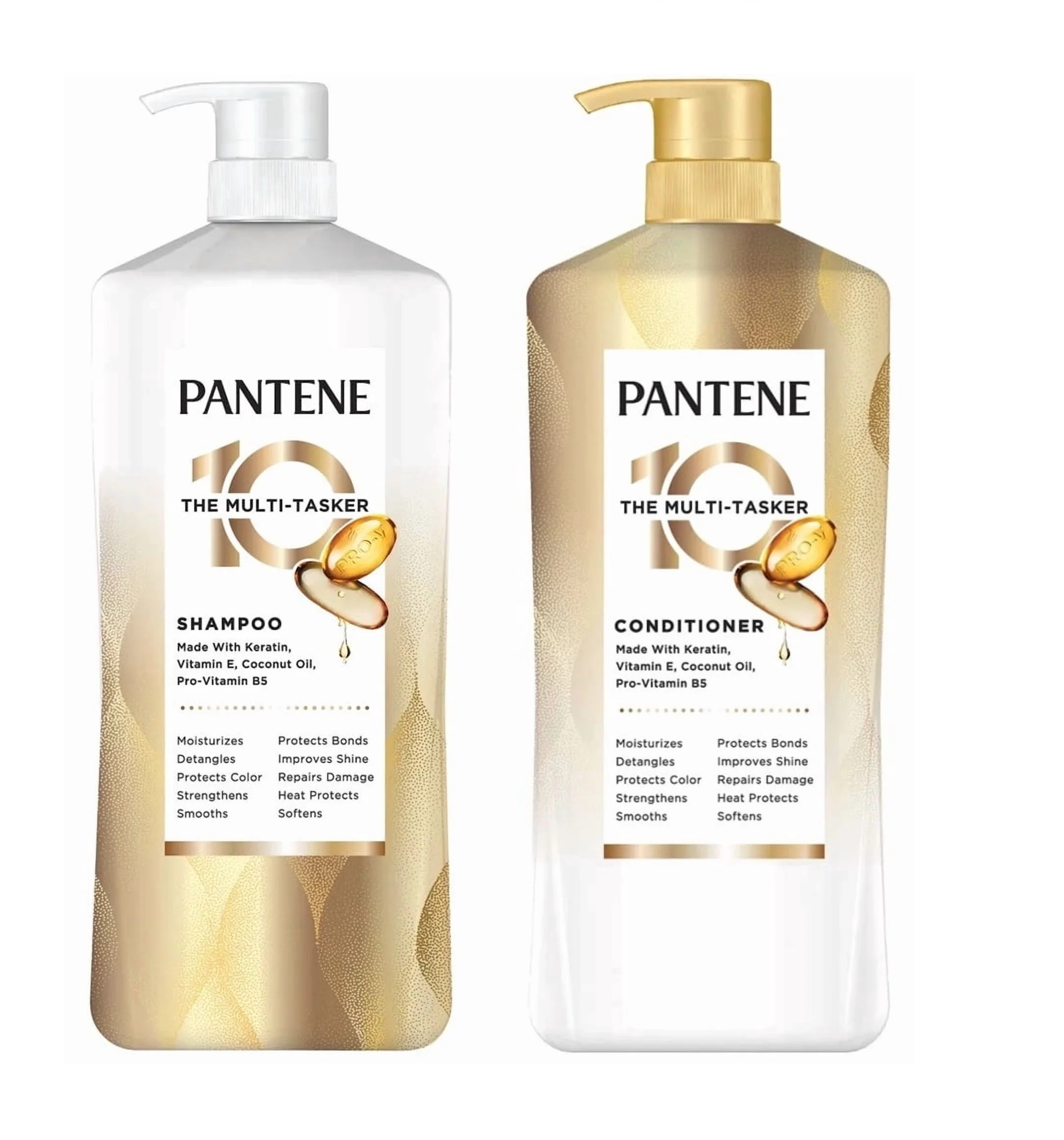 Pantene Shampoo & Conditioner Set, 38.2 fl oz Pump Bottles (2-Pack) – Choose Your Formula