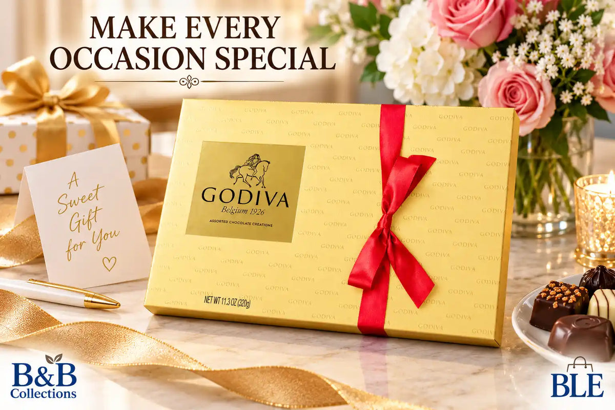Godiva Assorted Chocolate Creations Gift Box, Premium Belgian Chocolate Assortment, Elegant Gold Gift Box with Red Ribbon, 11.3 oz (320 g)