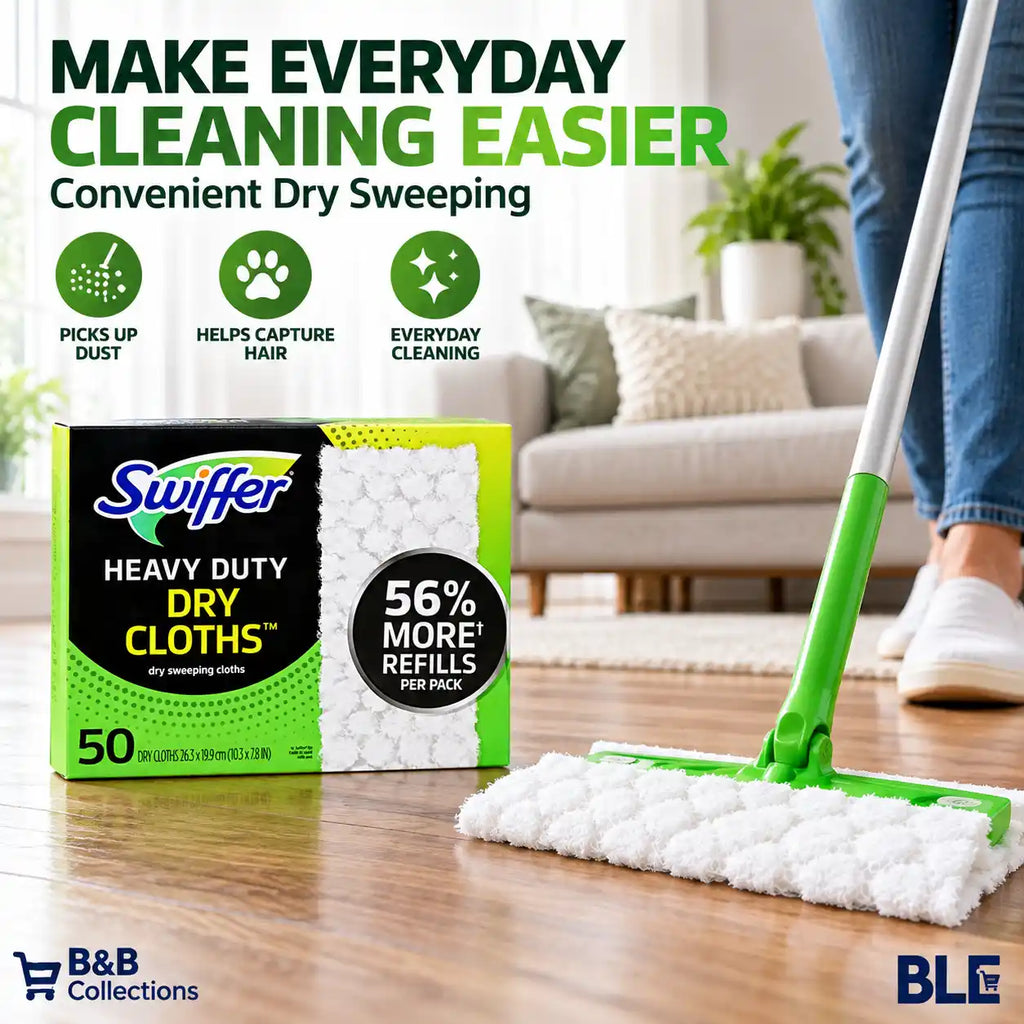 Swiffer Heavy Duty Dry Sweeping Cloth Refills, 50 Count, Textured Disposable Floor Cleaning Pads for Dust, Dirt & Hair