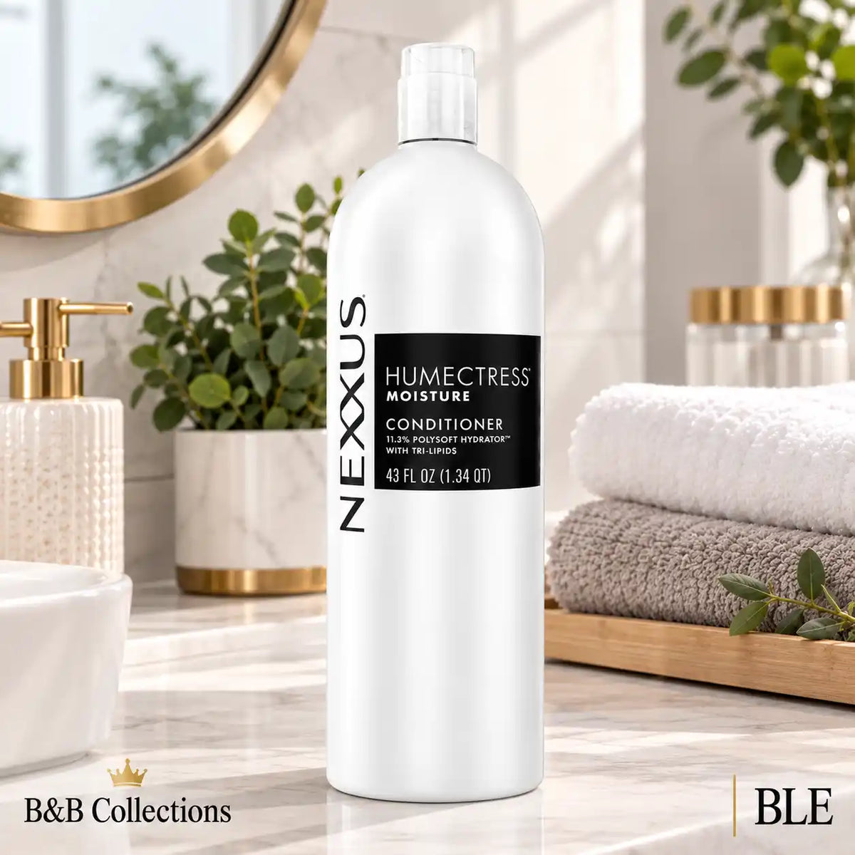 Nexxus Humectress Moisture Conditioner, 43 fl oz (1.34 QT), with 11.3% Polysoft Hydrator and Tri-Lipids, Moisturizing Hair Conditioner