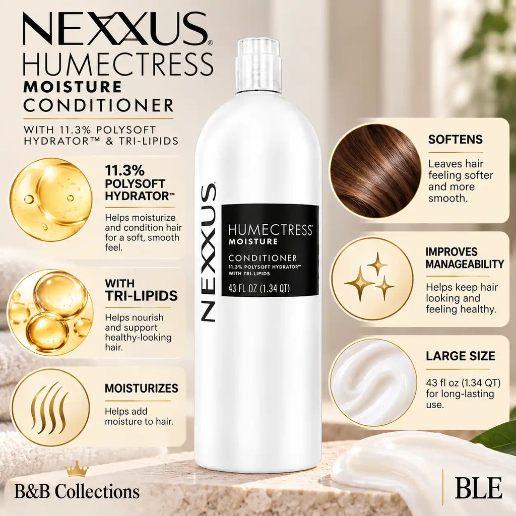Nexxus Humectress Moisture Conditioner, 43 fl oz (1.34 QT), with 11.3% Polysoft Hydrator and Tri-Lipids, Moisturizing Hair Conditioner