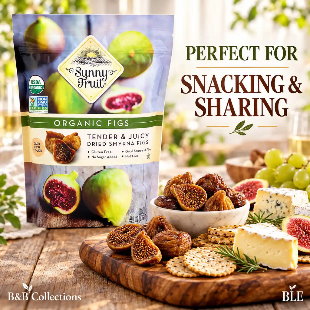 Sunny Fruit Organic Dried Smyrna Figs, 40 oz (2.5 lb), Tender & Juicy Sun-Dried Figs, USDA Organic, Non-GMO, Gluten-Free, No Sugar Added, Good Source of Fiber