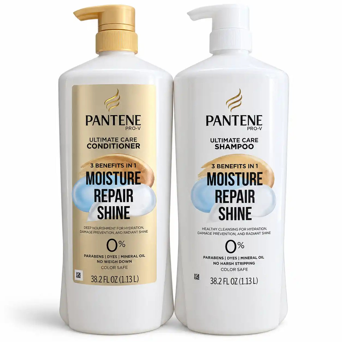 Pantene Pro-V Ultimate Care Shampoo & Conditioner Set, Moisture Repair Shine, 3 Benefits in 1, Hydration, Damage Prevention & Radiant Shine, 38.2 fl oz Each, 2 Pack