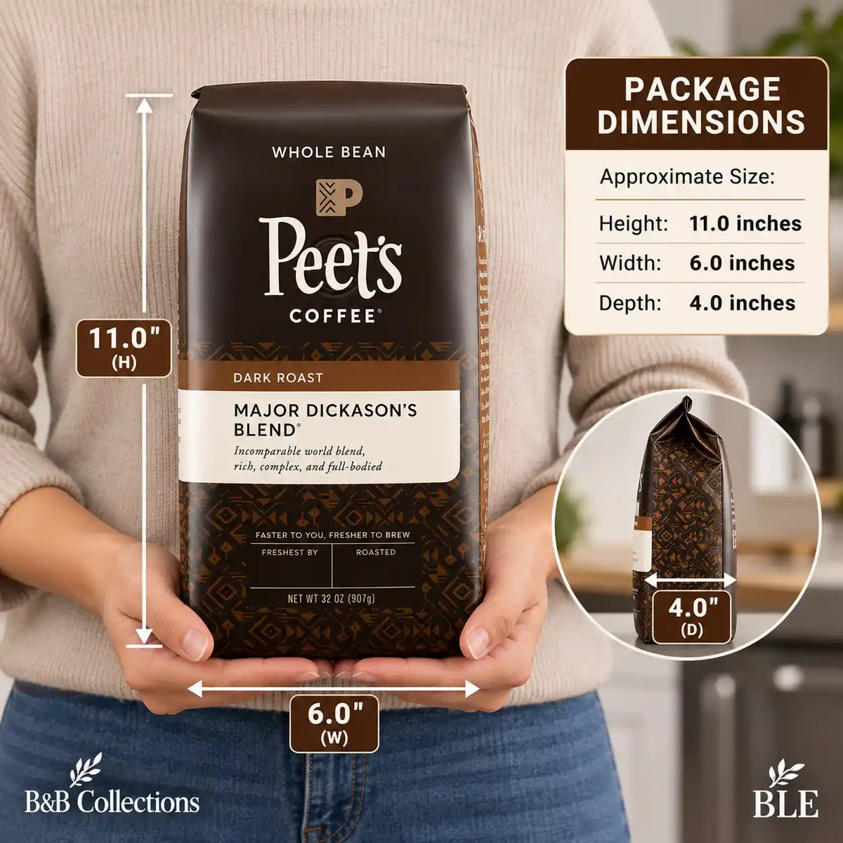Peet's Coffee Major Dickason's Blend Dark Roast Whole Bean Coffee, 32 oz (2 lb), Rich & Full-Bodied