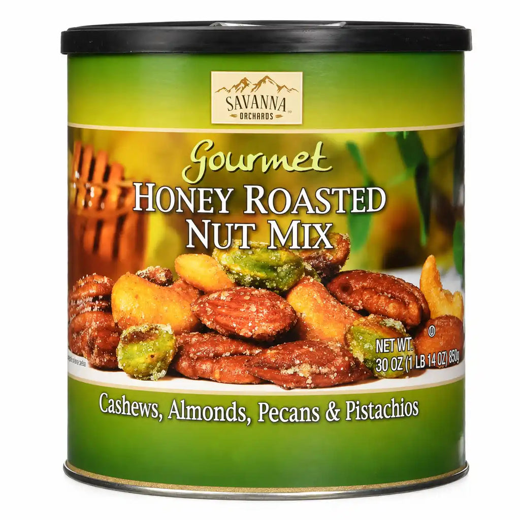 Savanna Orchards Gourmet Honey Roasted Nut Mix, 30 oz (1 lb 14 oz), Cashews, Almonds, Pecans & Pistachios, Sweet & Crunchy Snack