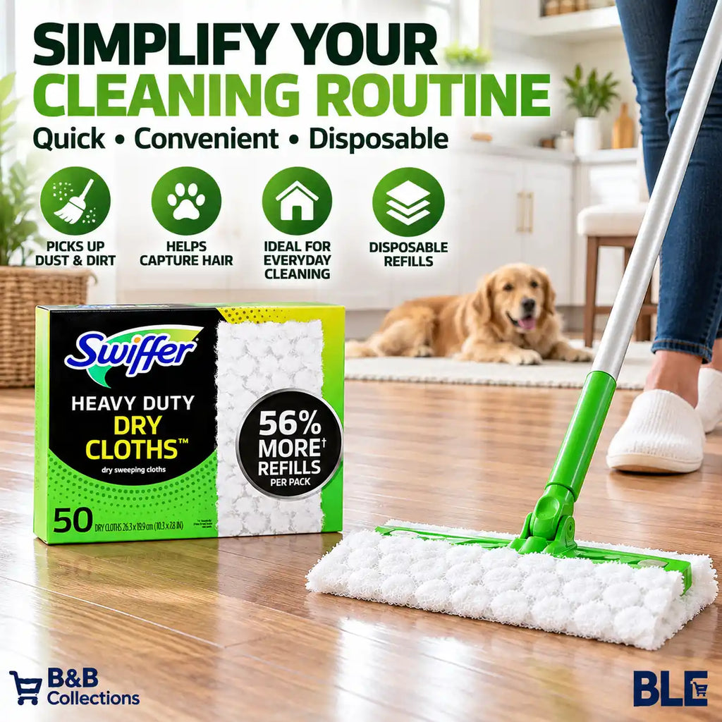 Swiffer Heavy Duty Dry Sweeping Cloth Refills, 50 Count, Textured Disposable Floor Cleaning Pads for Dust, Dirt & Hair