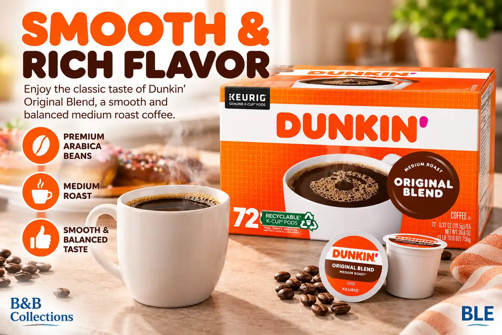 Dunkin' Original Blend Medium Roast Coffee, Genuine Keurig K-Cup Pods, Smooth & Rich Flavor, 72 Count