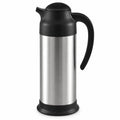 Stainless Steel Thermal Coffee Carafe, Insulated Coffee & Tea Server with Easy-Pour Spout and Ergonomic Handle, Silver & Black