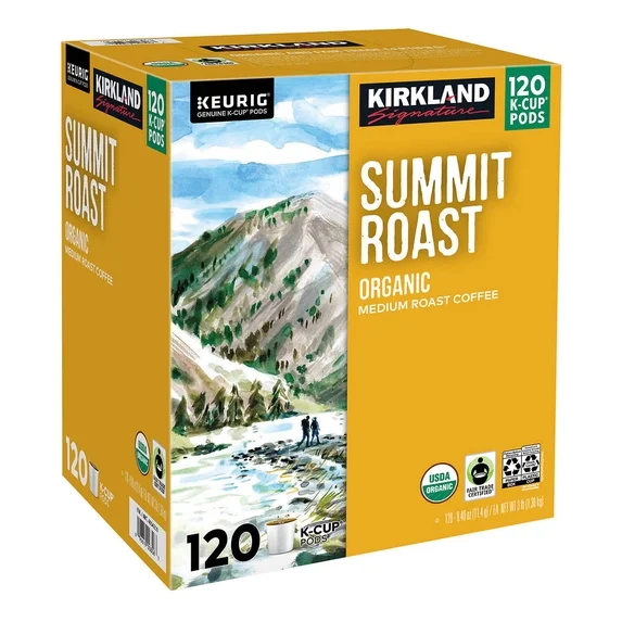 Kirkland Signature Organic K-Cup Coffee Pods, 120 Count, Keurig Compatible, Choose Your Roast