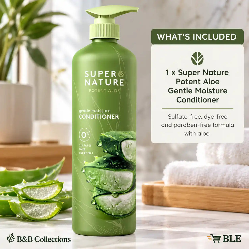 Super Nature Potent Aloe Gentle Moisture Conditioner, Sulfate-Free, Dye-Free & Paraben-Free, Aloe Vera Hair Care
