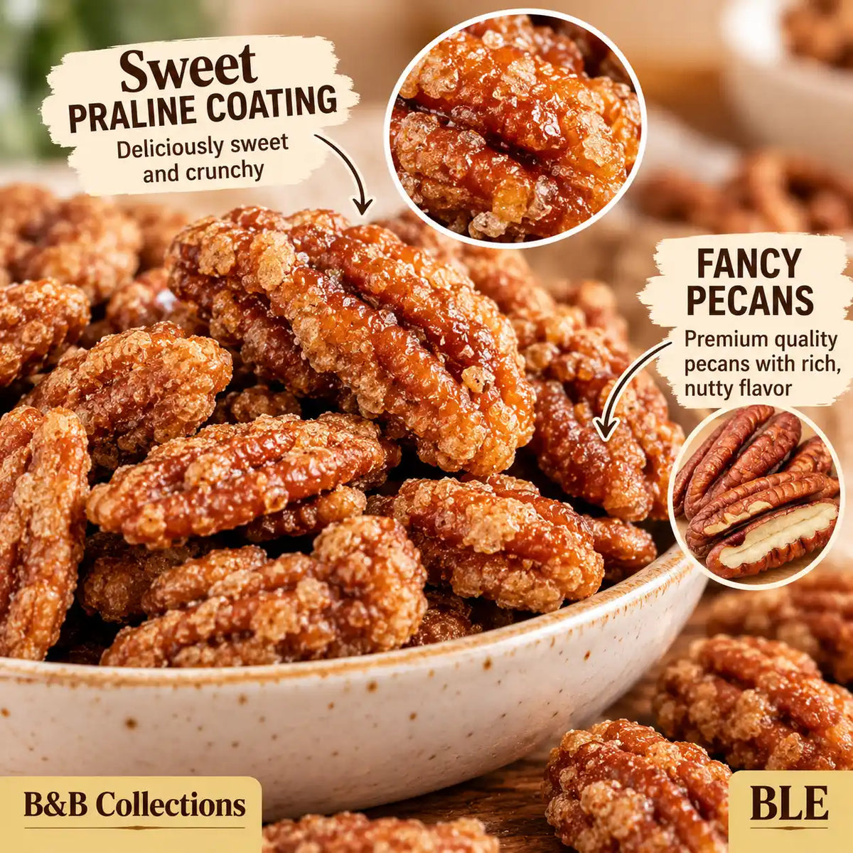 Kirkland Signature Praline Pecans, Sweet Praline-Coated Fancy Pecans, 40 oz Each, 2-Pack (80 oz Total)