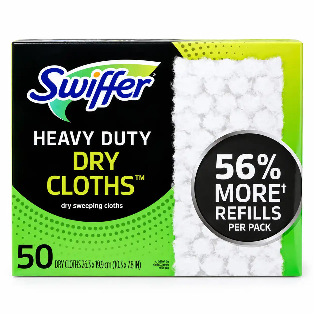 Swiffer Heavy Duty Dry Sweeping Cloth Refills, 50 Count, Textured Disposable Floor Cleaning Pads for Dust, Dirt & Hair