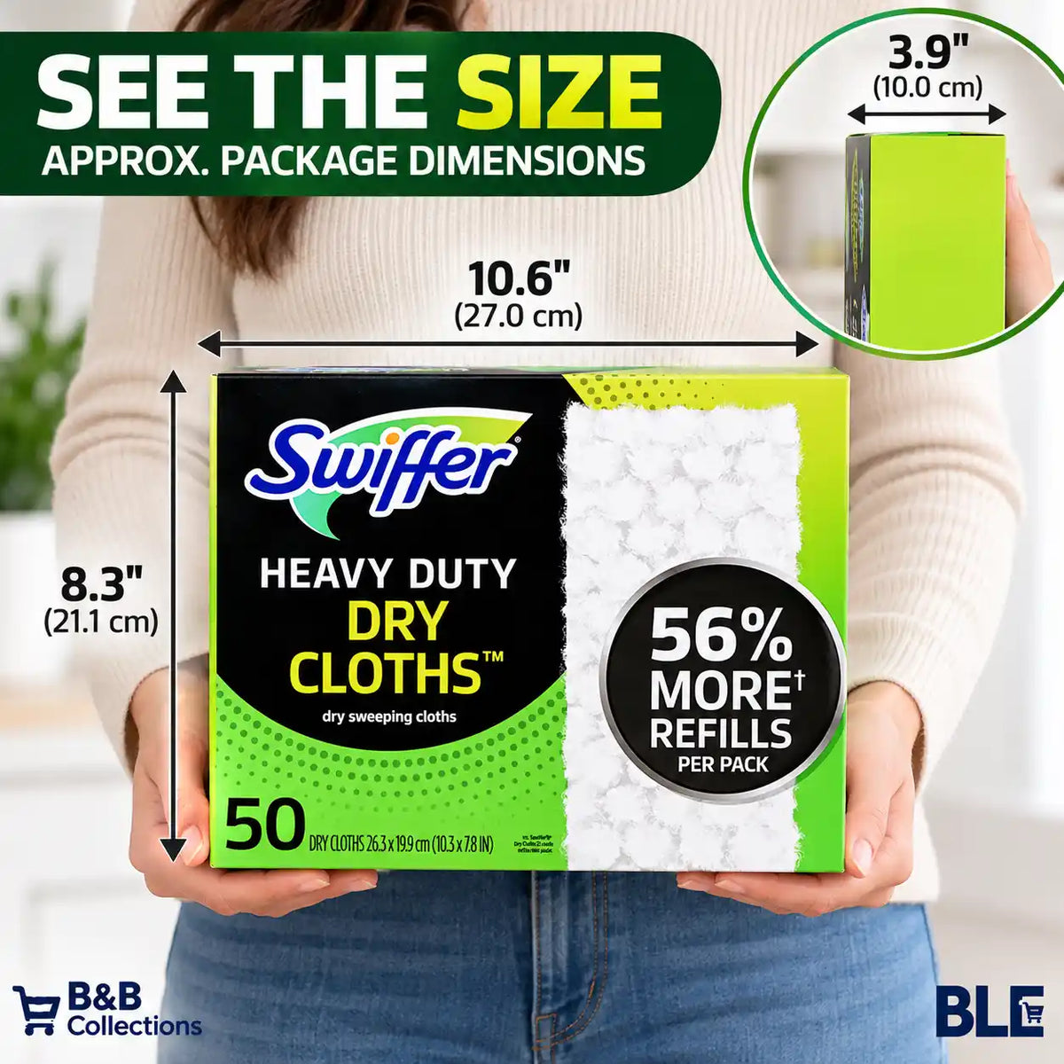 Swiffer Heavy Duty Dry Sweeping Cloth Refills, 50 Count, Textured Disposable Floor Cleaning Pads for Dust, Dirt & Hair