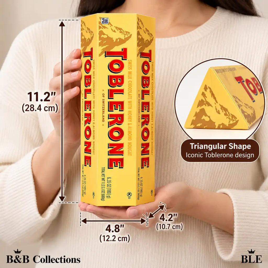 Toblerone Swiss Milk Chocolate with Honey & Almond Nougat, 180 g (6.35 oz), Premium Swiss Chocolate Bar