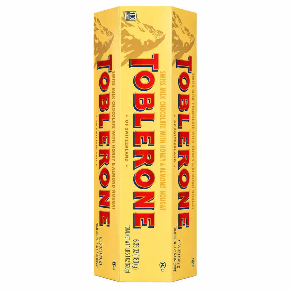 Toblerone Swiss Milk Chocolate with Honey & Almond Nougat, 180 g (6.35 oz), Premium Swiss Chocolate Bar
