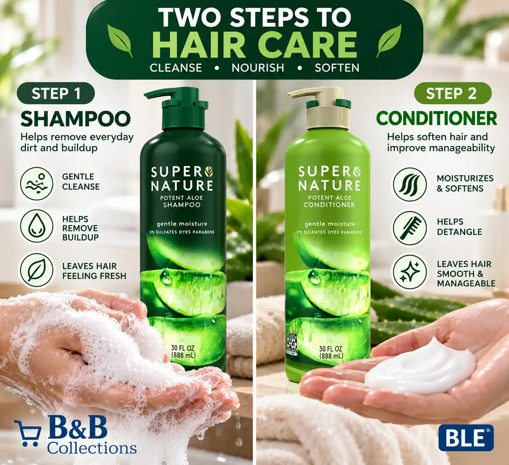 Super Nature Potent Aloe Shampoo & Conditioner Set, Gentle Moisture Hair Care, Sulfate-Free, Dye-Free & Paraben-Free, 30 fl oz Each, 2-Pack (60 fl oz Total)