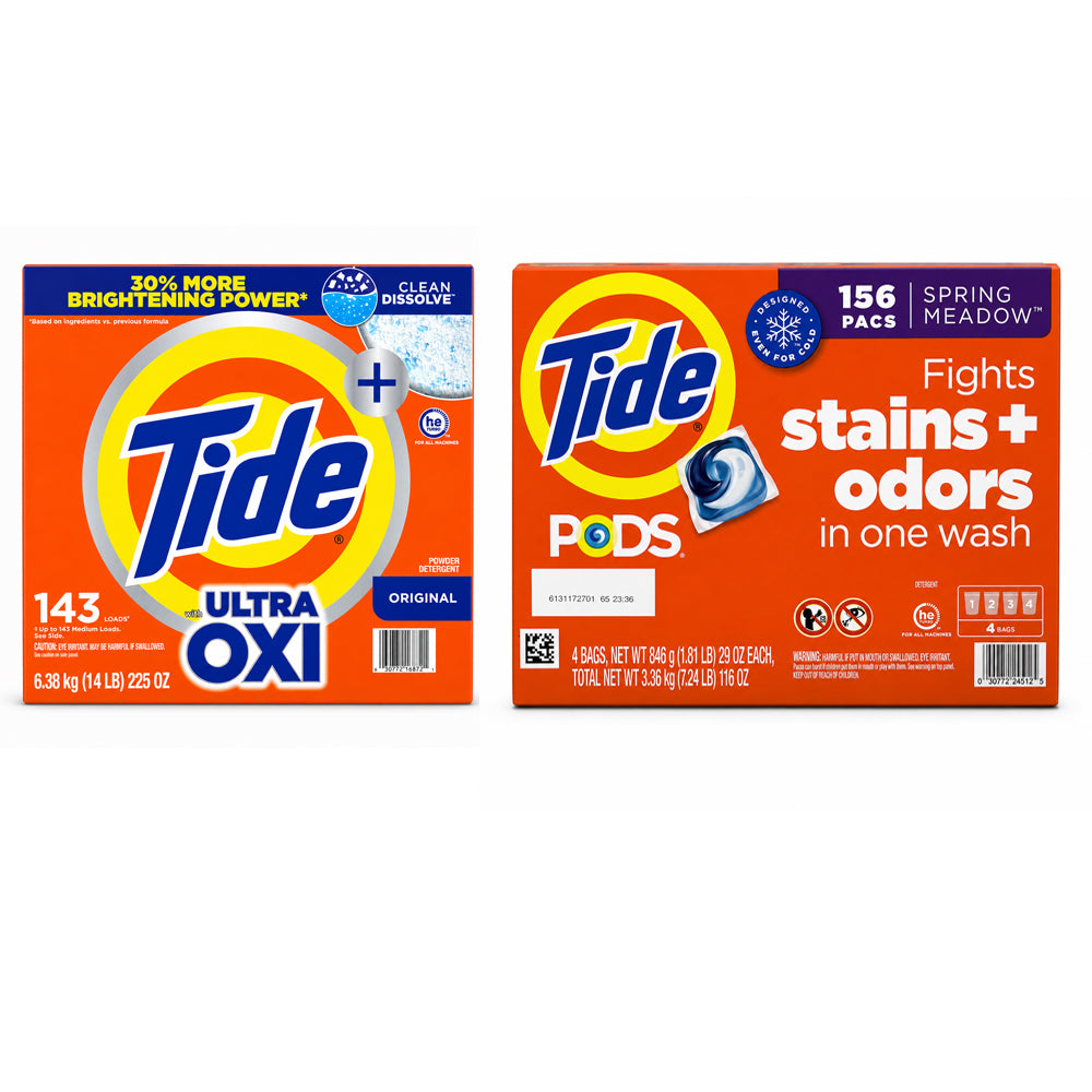 Tide Laundry Detergent Collection, Ultra OXI Powder & PODS, HE Compatible, Deep Stain & Odor Removal, Multiple Formulas, Scents & Sizes