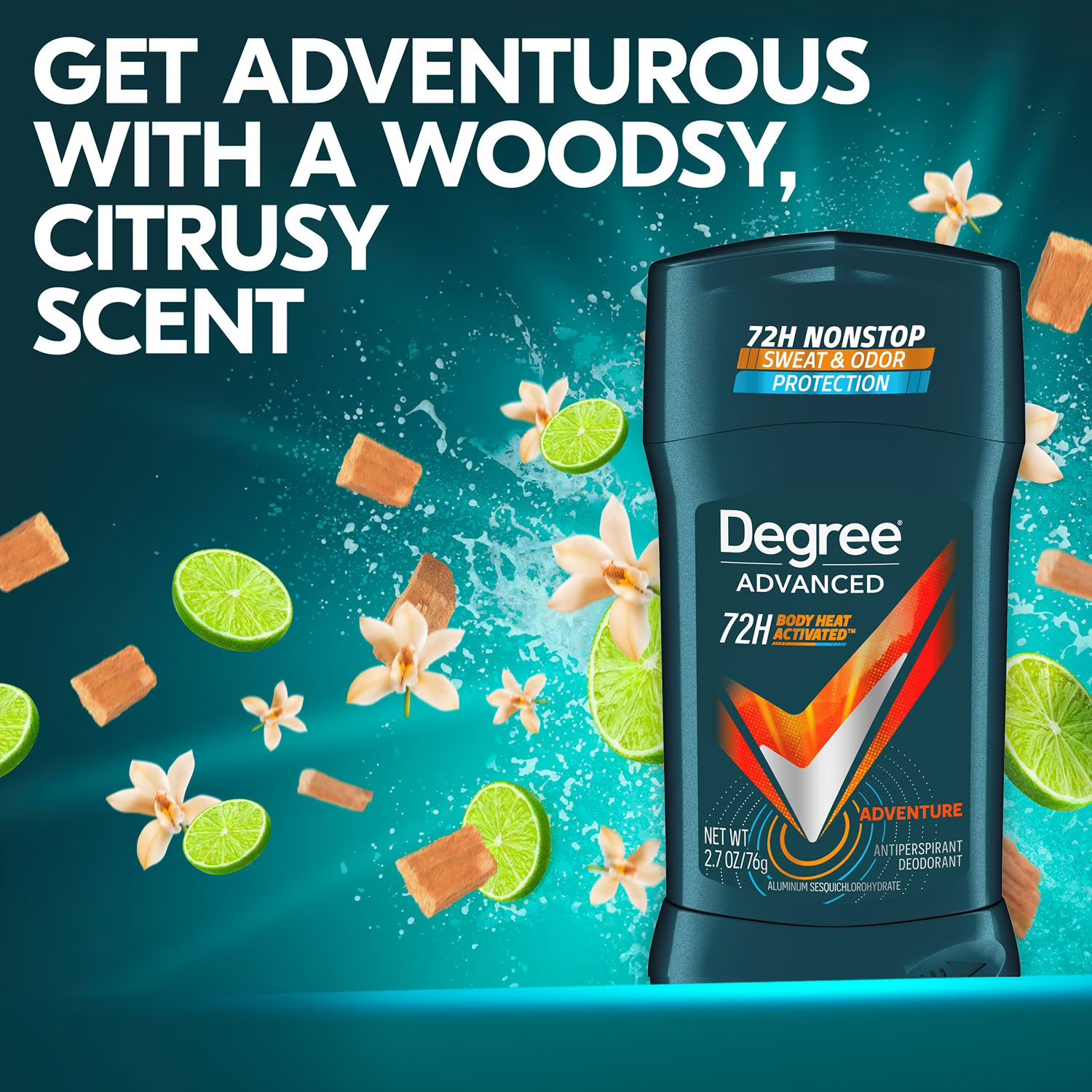 Degree Men Advanced Protection Antiperspirant Deodorant Adventure Scent, MotionSense Technology, 48-Hour Sweat & Odor Protection, 2.7 oz Sticks, 5 Count (Pack of 2) – Total 10 Sticks