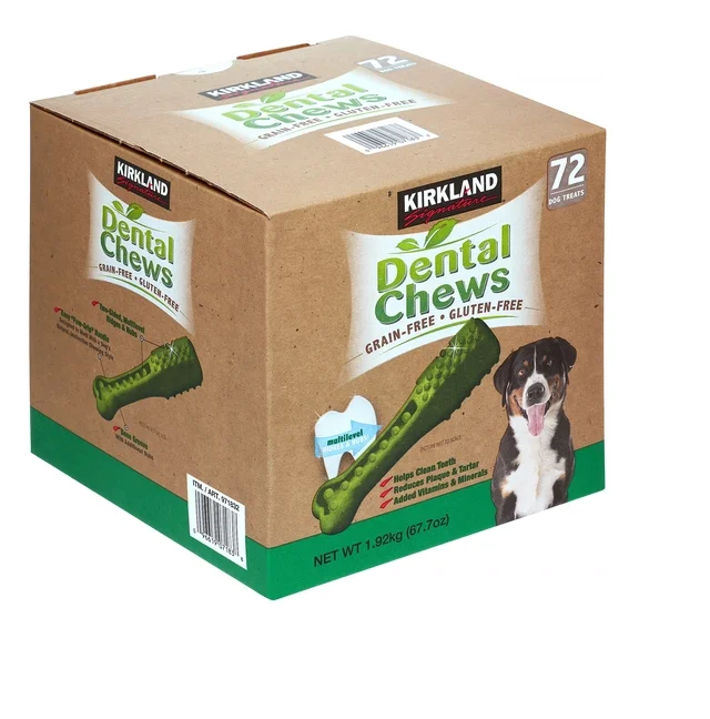 Kirkland Signature Grain-Free Dental Chews for Dogs, 72 Count (67.7 oz / 1.92 kg), Gluten-Free Dog Dental Treats, Helps Clean Teeth, Reduce Plaque & Tartar, Added Vitamins & Minerals
