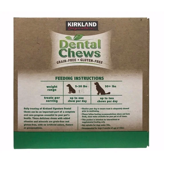 Kirkland Signature Grain-Free Dental Chews for Dogs, 72 Count (67.7 oz / 1.92 kg), Gluten-Free Dog Dental Treats, Helps Clean Teeth, Reduce Plaque & Tartar, Added Vitamins & Minerals
