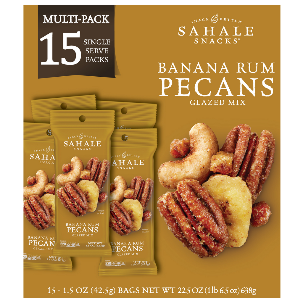 Sahale Snacks Pecans Glazed Mix, Banana Rum, 1.5 oz, 15 ct